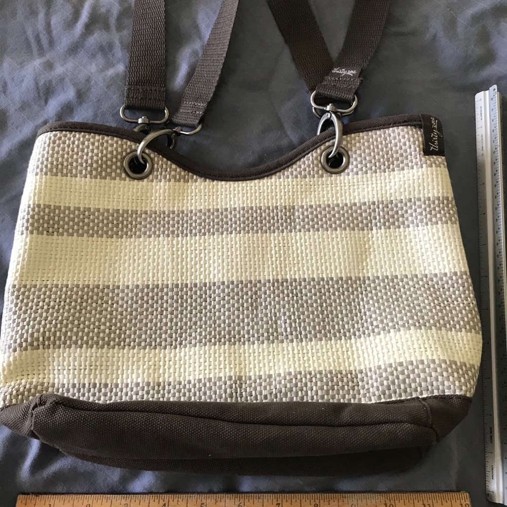 Tan & dark brown striped purse